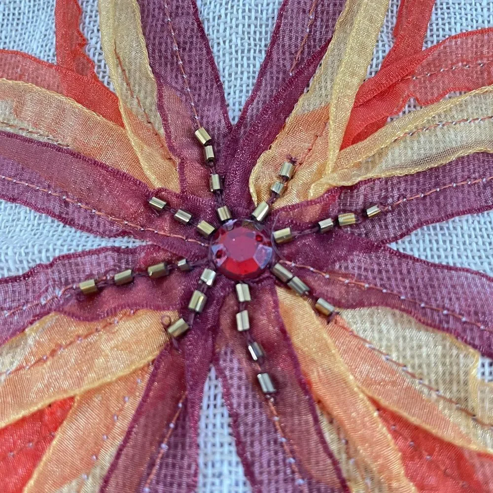 Pier 1 Beaded Organza Ribbon Pillow Cover 18.5x14 Decorative Throw